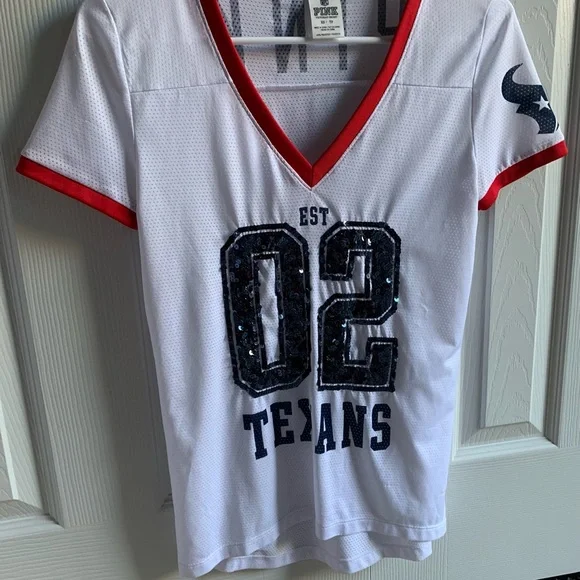 Womens pink top texans jersey